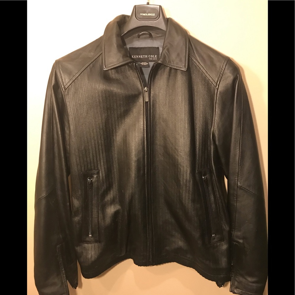 Kenneth Cole lightweight leather jacket black